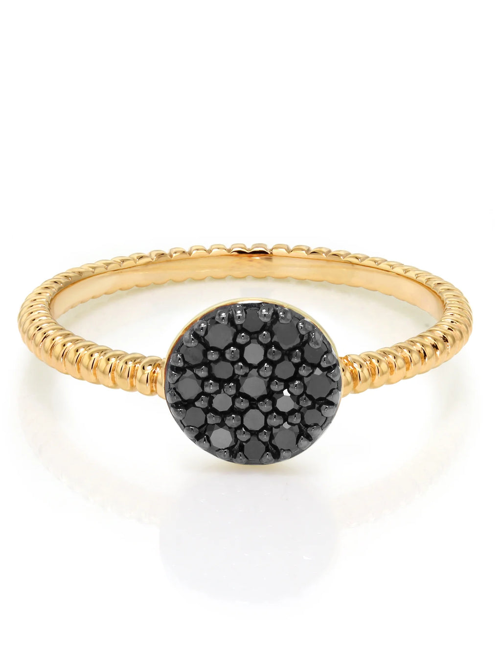 14K Solid Yellow Gold Black Diamond Ring W6425