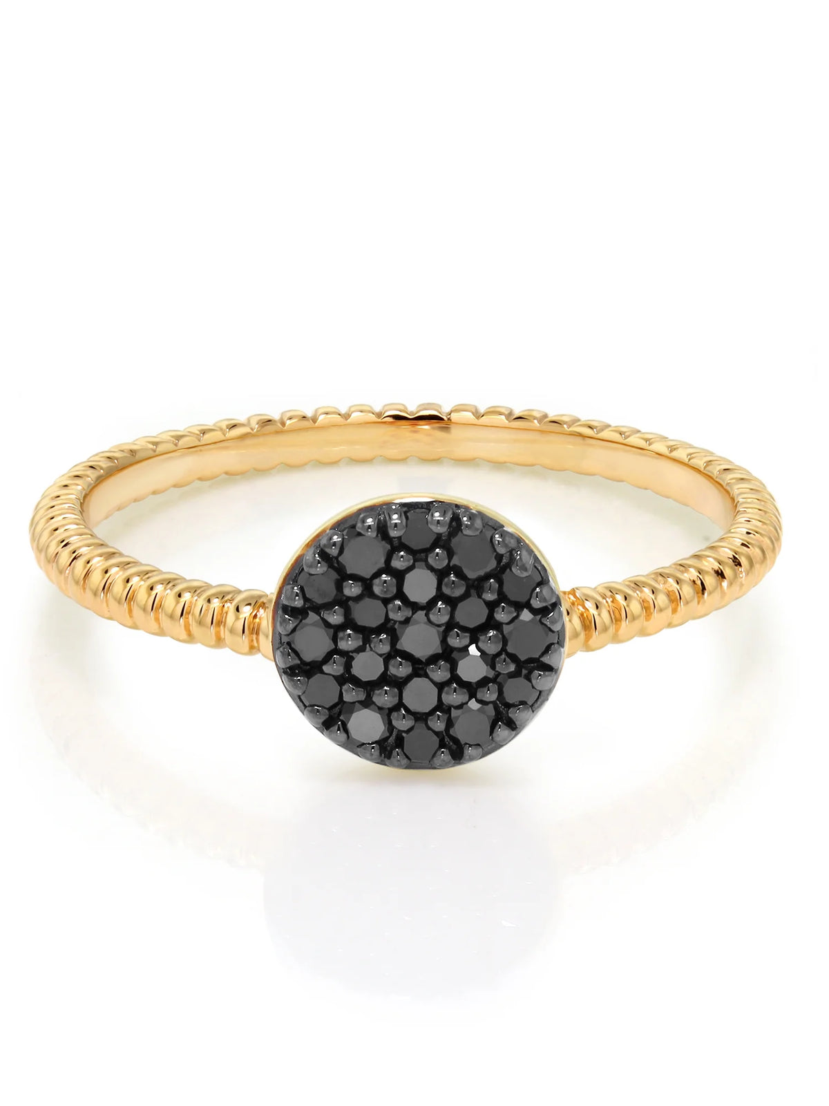 14K Solid Yellow Gold Black Diamond Ring W6425