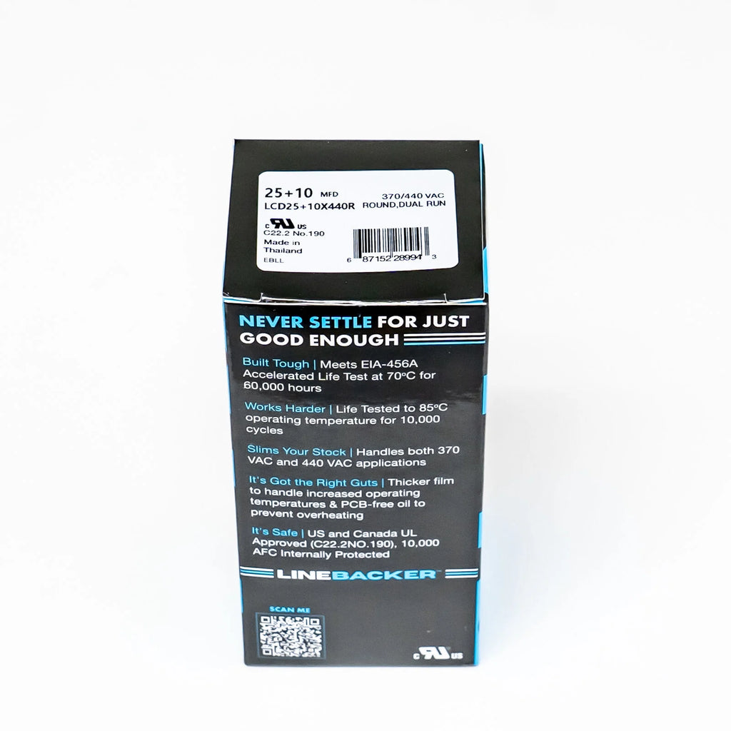 Capacitor Round Dual Run 25 + 10 uf mfd 370/440 Volts E358