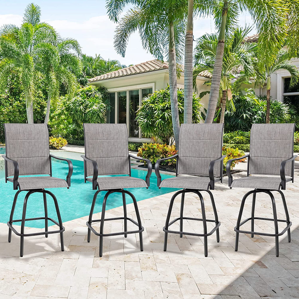 4 Pieces Gray Sling Outdoor Swivel Bar Stools U218284