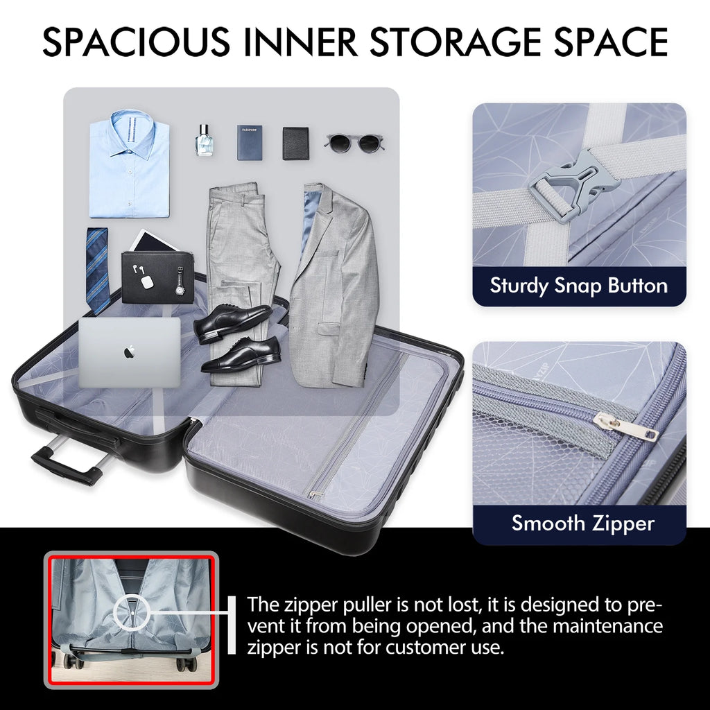 3PCS PC+ABS Hardside Lightweight Luggage Set with TSA Lock N276