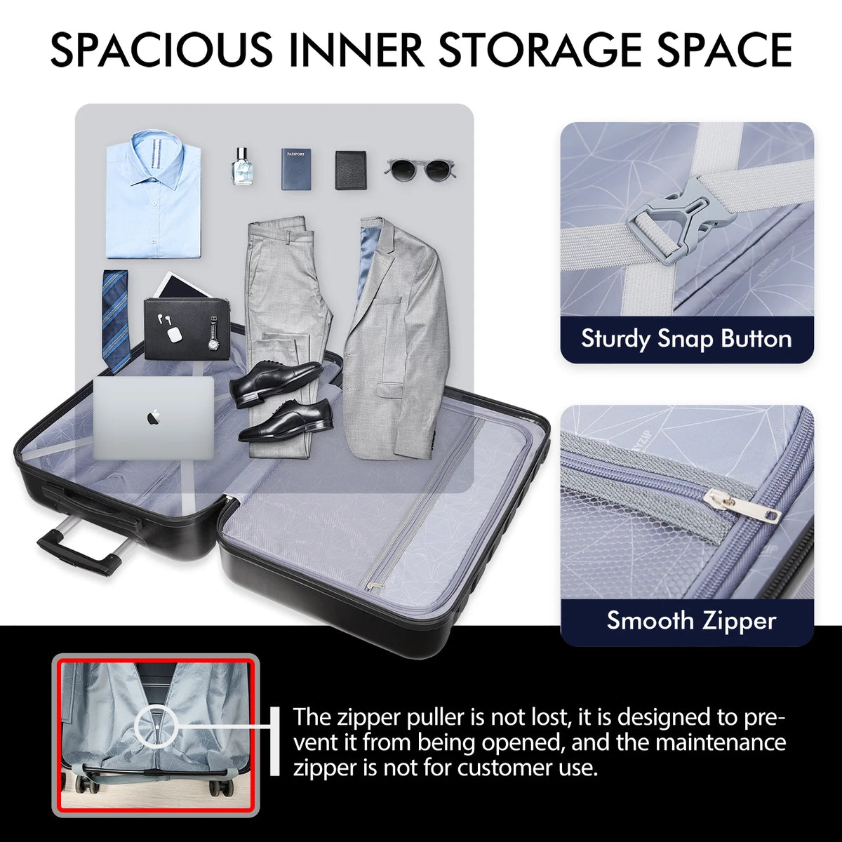 3PCS PC+ABS Hardside Lightweight Luggage Set with TSA Lock N276