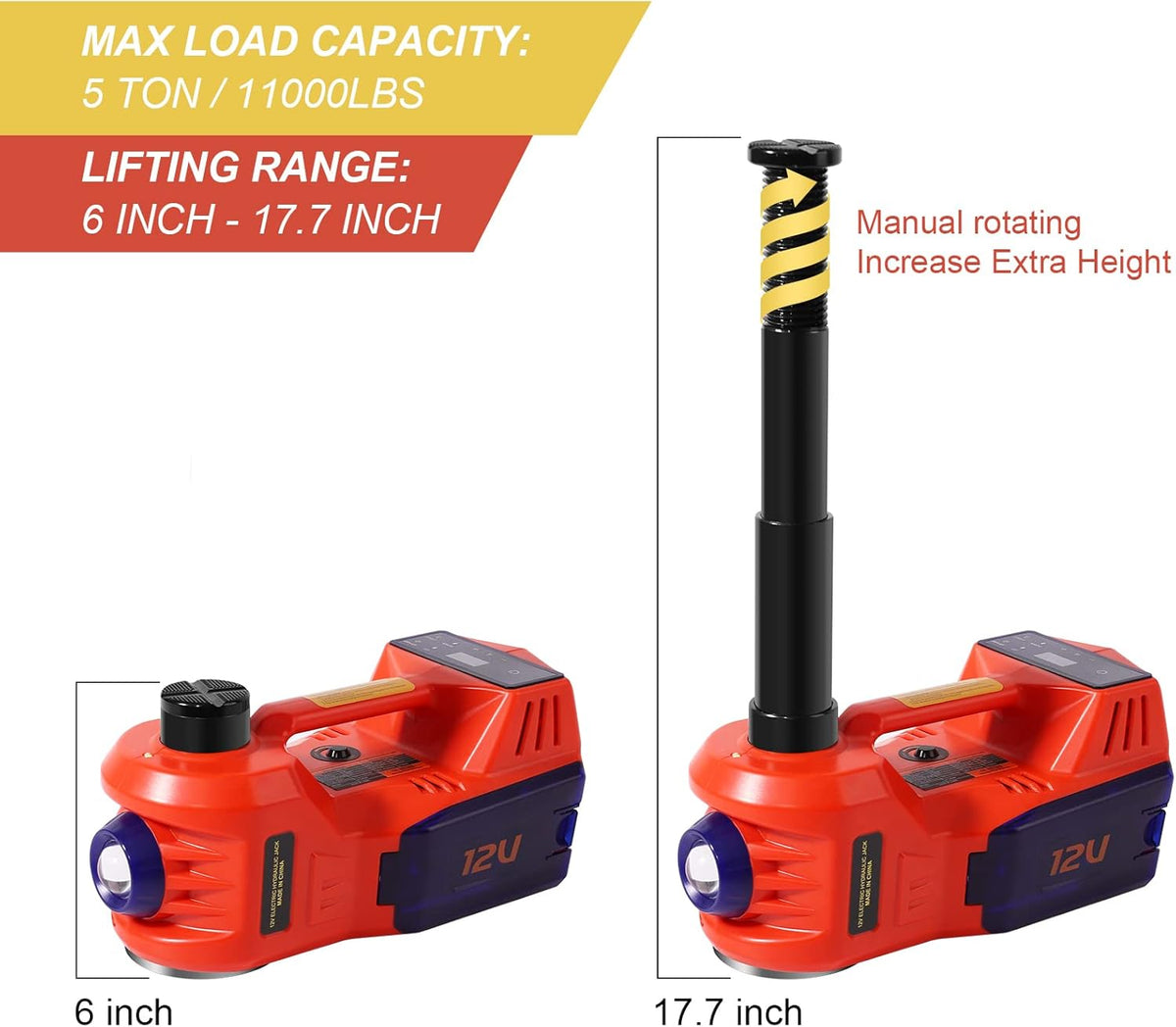 5 Ton Electric Hydraulic Car Jack with Touch Screen W12432