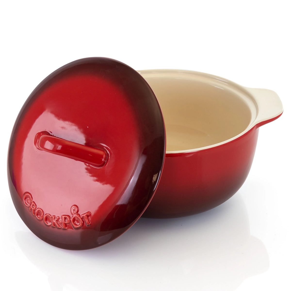 2.3 Quart Round Stoneware Casserole with Lid in Red A388228