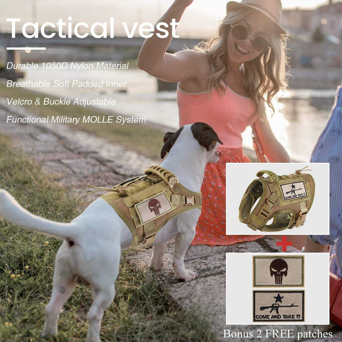 Adjustable MOLLE Dog Training Harness with Rubber Handle L864