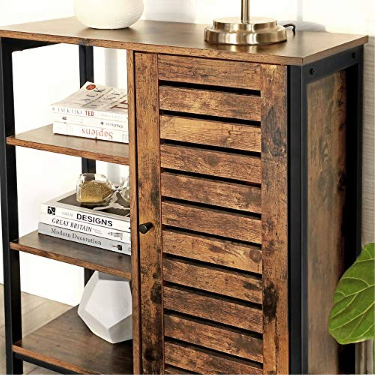 Storage Cabinet with 3 Open Shelves and Closed Compartments W63244