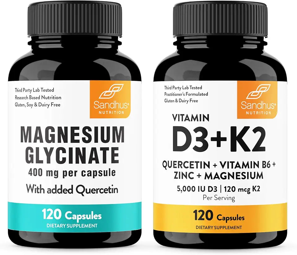 Magnesium Glycinate & Vitamin D3 K2 with Quercetin Capsules 120 Count J45744