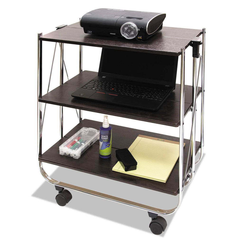Click-N-Fold Utility Cart, 26 1/2W x 15 3/4d x 31 1/2h, Chrome/Brown J75029