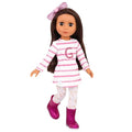 14-Inch Fashion Doll Blonde Hair Green Eyes Pink Cardigan Skirt Cat Outfit T5894