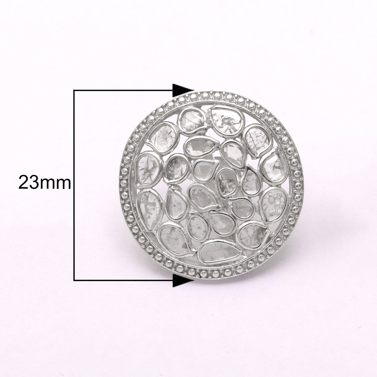 1.85 CTW Natural Diamond Polki Round Stud Earrings 925 Sterling Silver Platinum Plated S655922