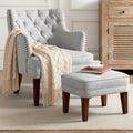 Beige Accent Chair with Ottoman Set Y478