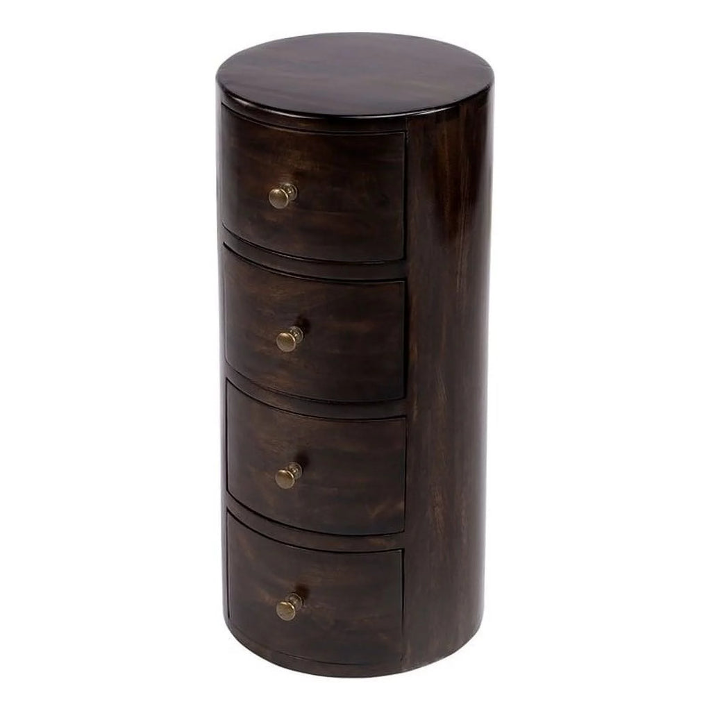 Dark Brown Mango Wood End Table with Storage Set of 2 W3676