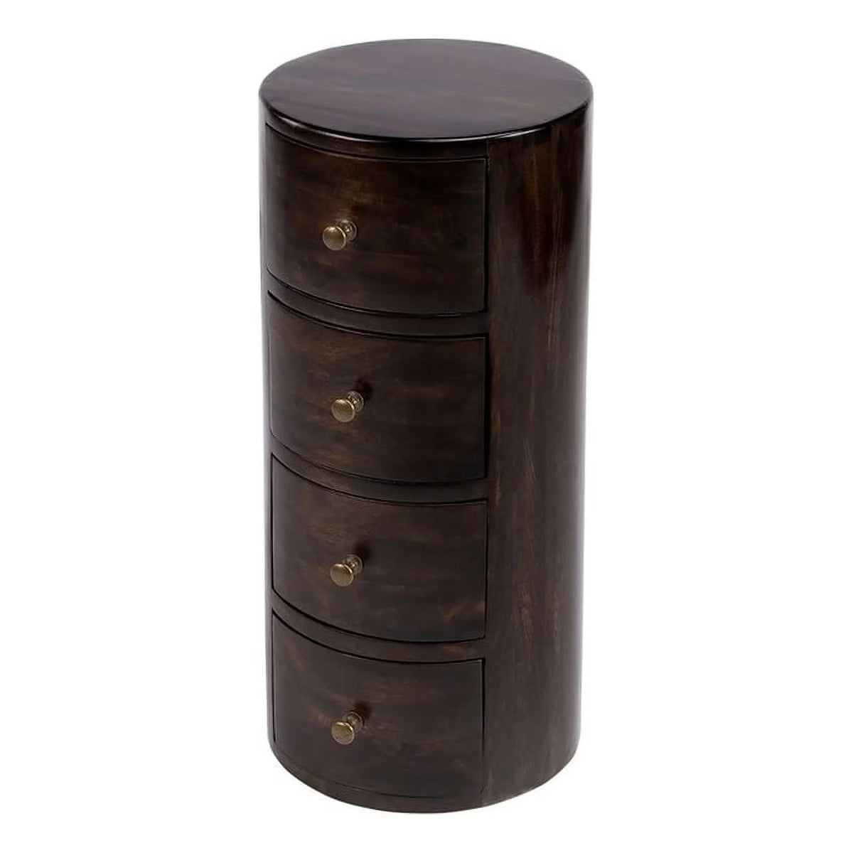 Dark Brown Mango Wood End Table with Storage Set of 2 W3676