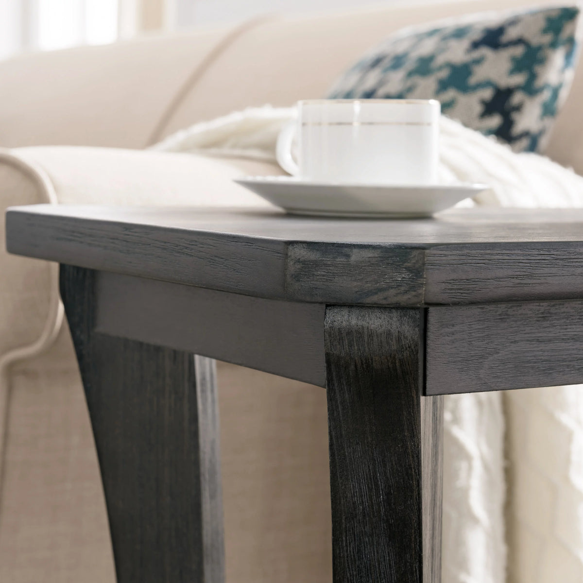 Rustic Gray Narrow Side Table with Shelf G420877