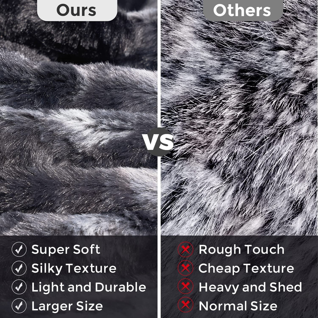 Oversized Soft Fuzzy Faux Fur Sherpa Throw Blanket 60''x80'' Gray J226578