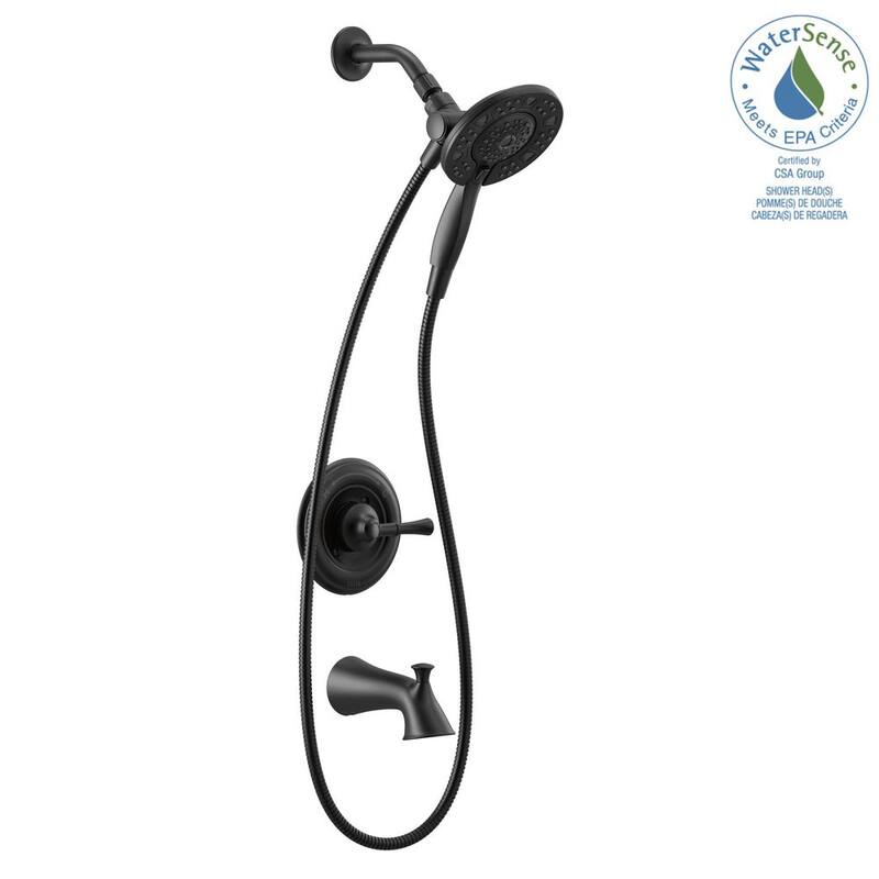 Single-Handle 4-Spray Tub and Shower Faucet in Matte Black U220