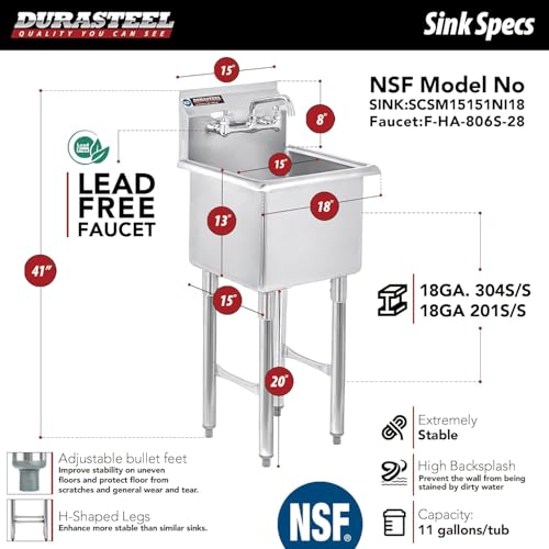 24 Inch Stainless Steel Utility Sink with Faucet L886274