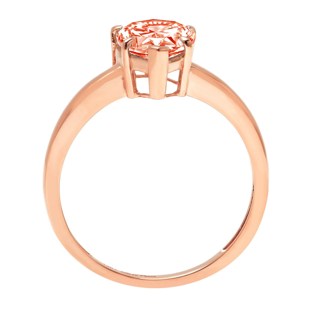 Pear Cut Red Simulated Diamond 18k Rose Gold Solitaire Ring Size 3.5 W507908