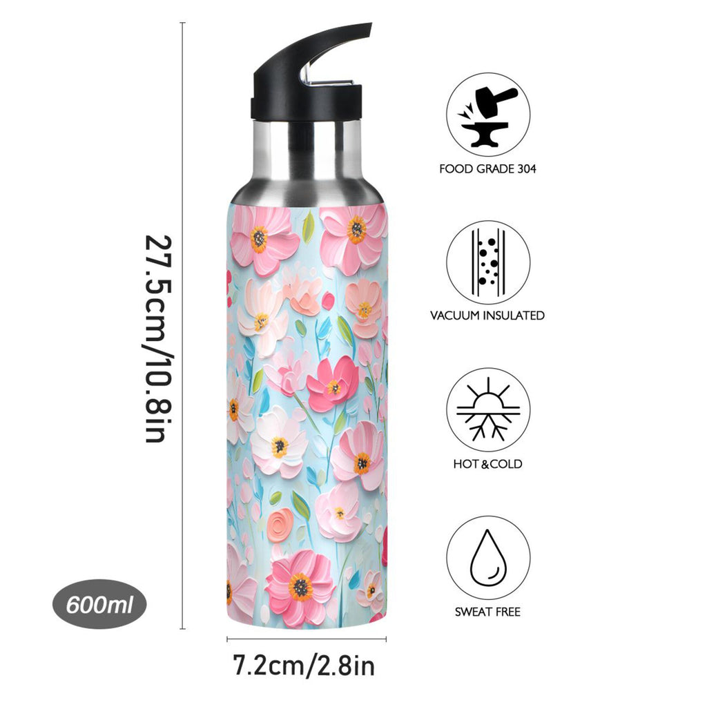 20 oz Insulated Stainless Steel Water Bottle with Straw Lid G9681