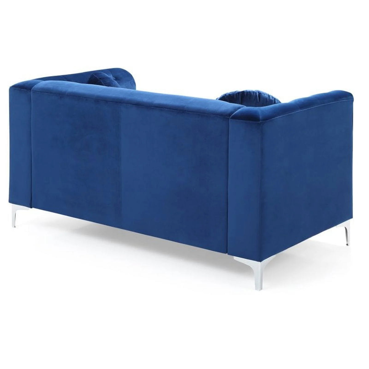 Velvet Sofa Chaise and Loveseat in Navy Blue Q70029