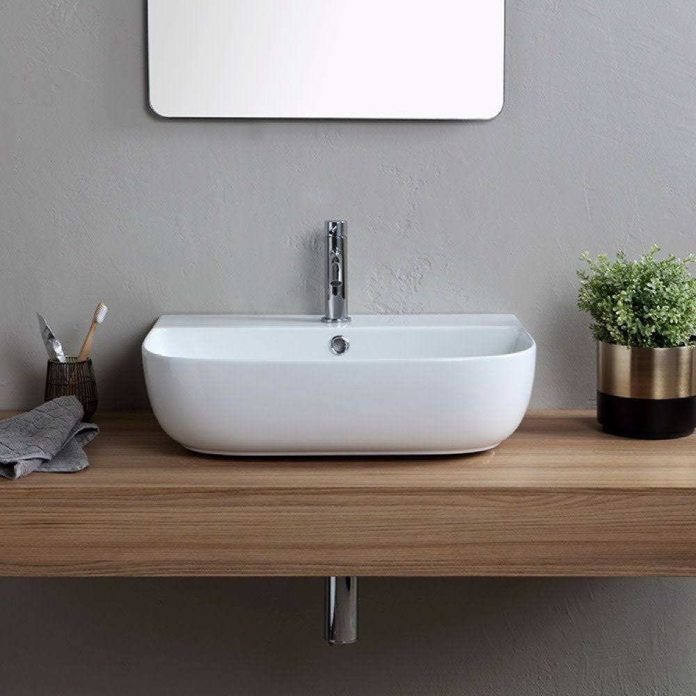 White Three Hole Bathroom Sink O40716