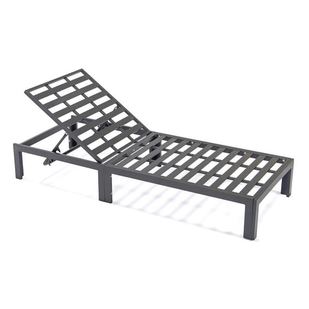 Aluminum Patio Chaise Lounge Chair with Black Cushions X15139