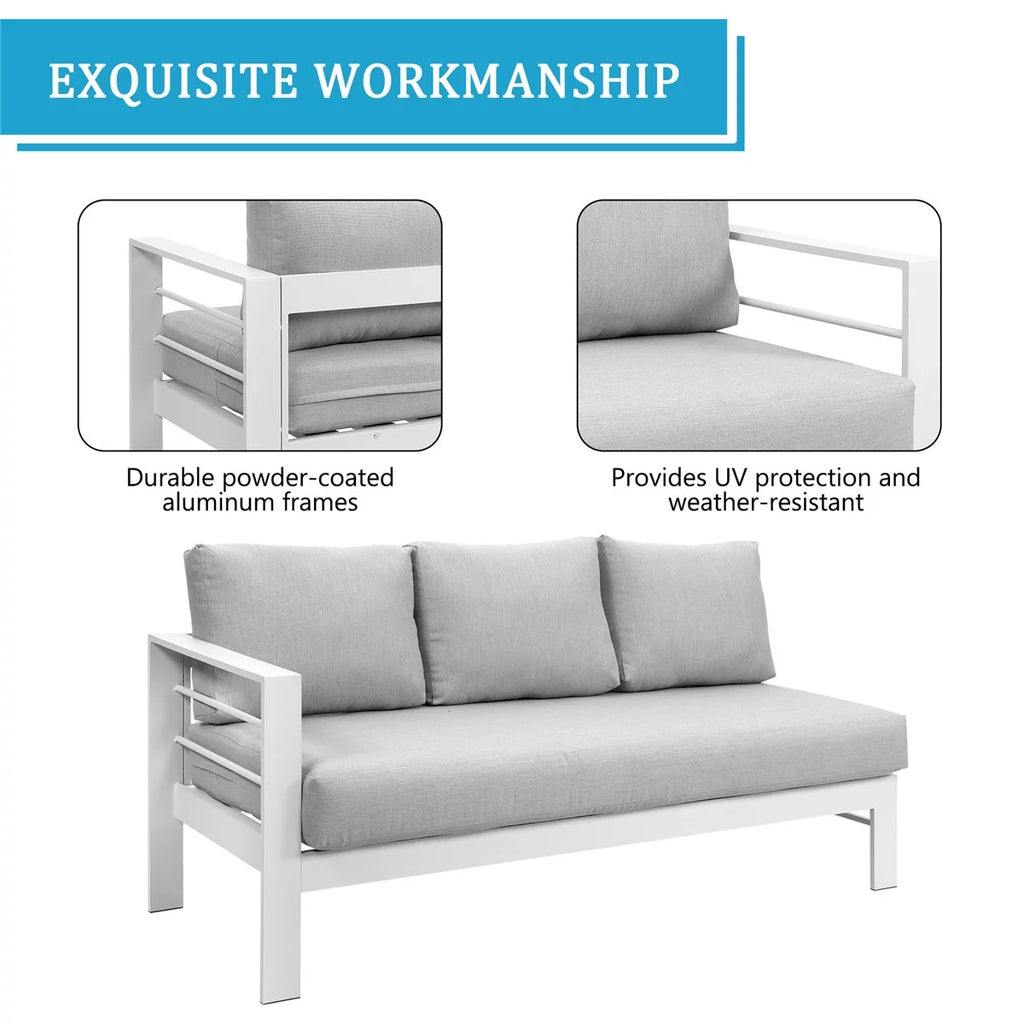 3 Pieces All-Weather Aluminum Patio Sofa Set R34620