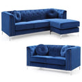 Velvet Sofa Chaise and Loveseat in Navy Blue Q70029