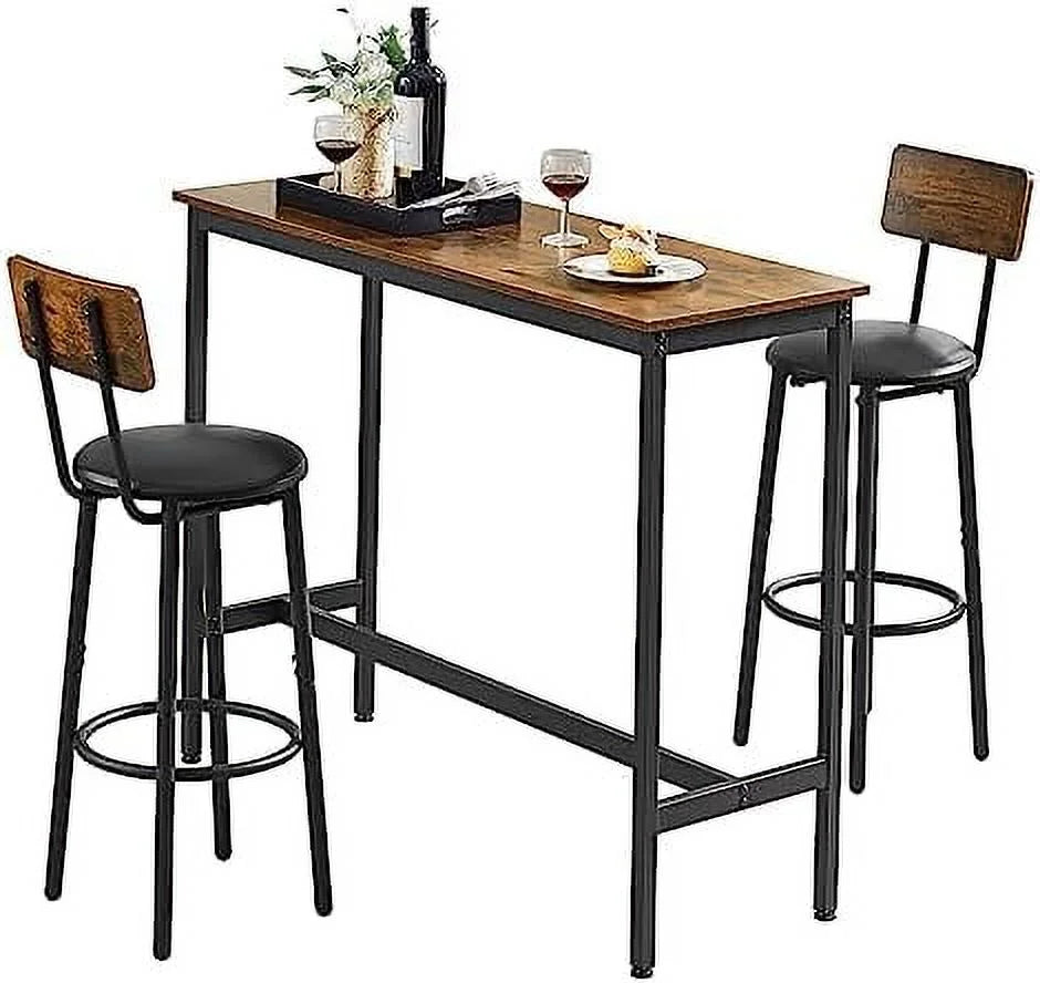 Counter Height Table and Chairs Set for 3 Brown T1835