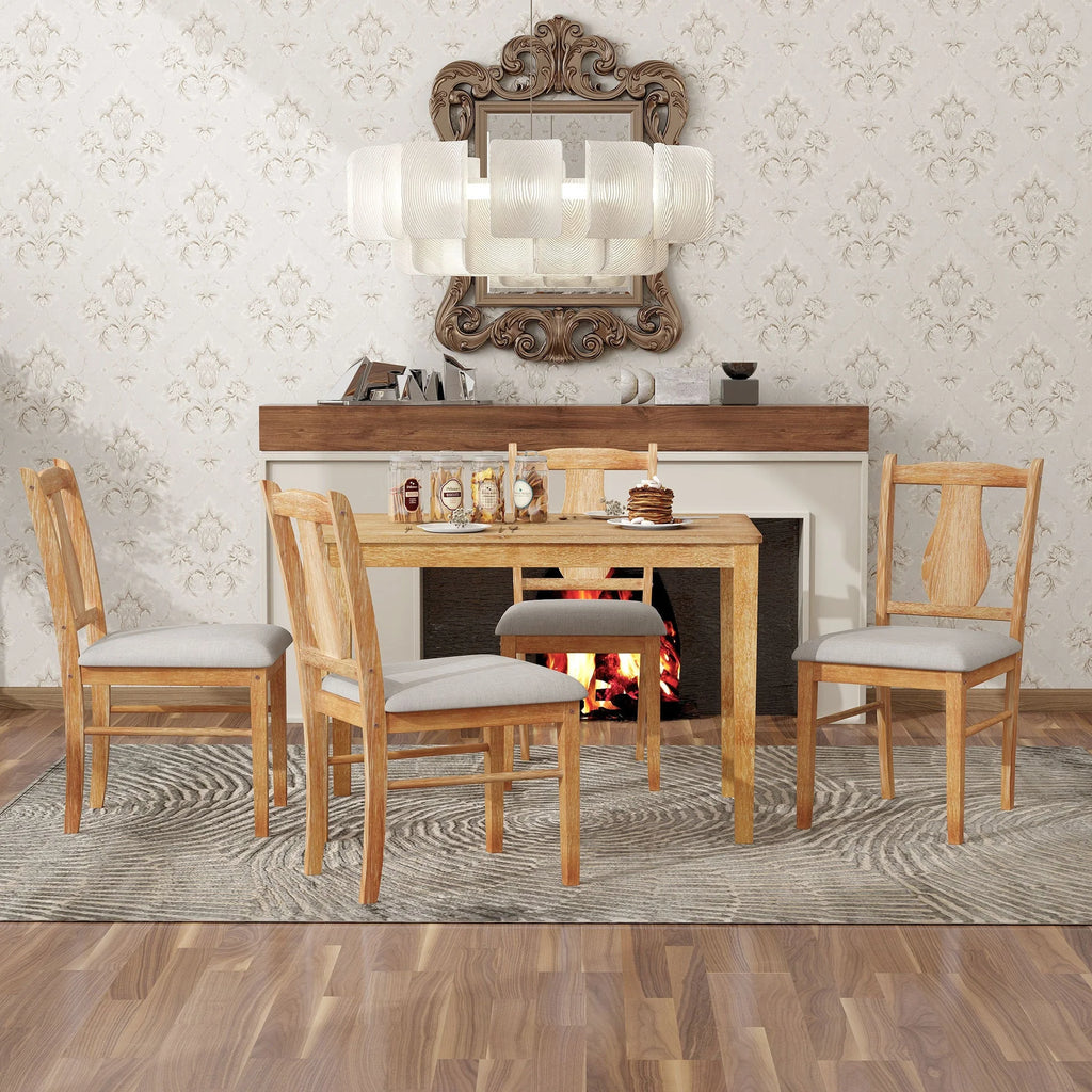 5pc Wooden Dining Set Table Chairs Bench Y3412