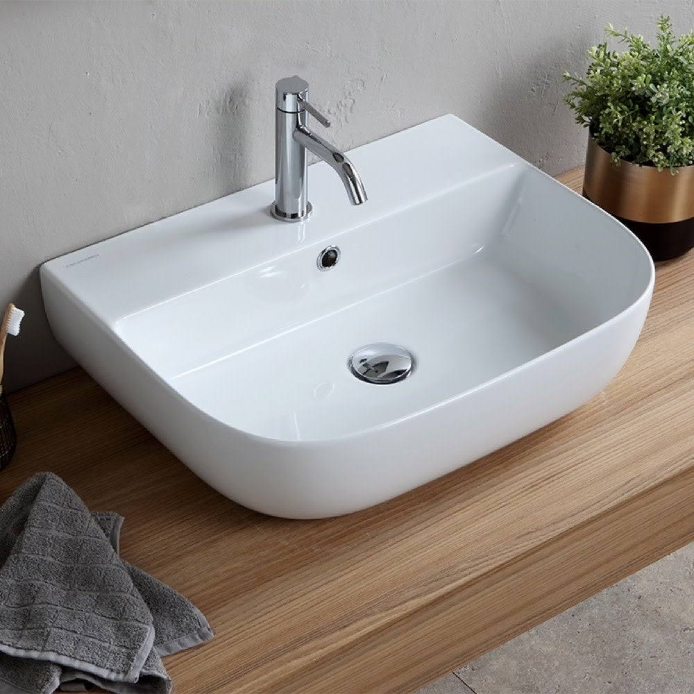 White Three Hole Bathroom Sink O40716