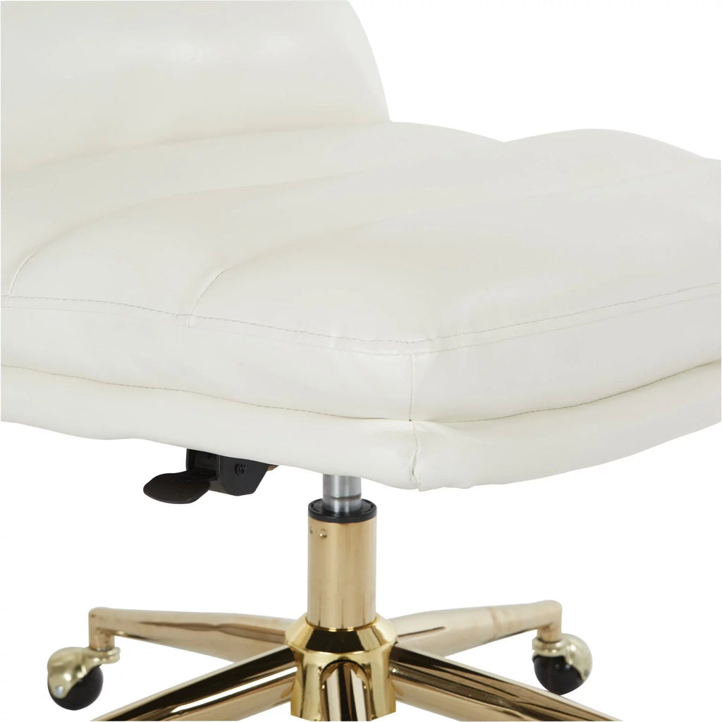 White Faux Leather Office Chair with Gold Base U745