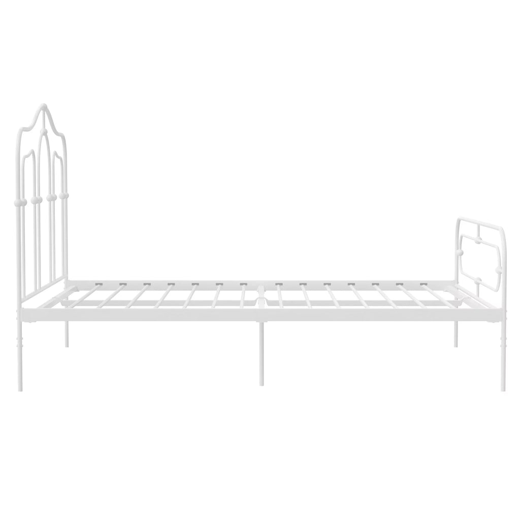 Off White Full Size Metal Bed with Headboard and Footboard R3570