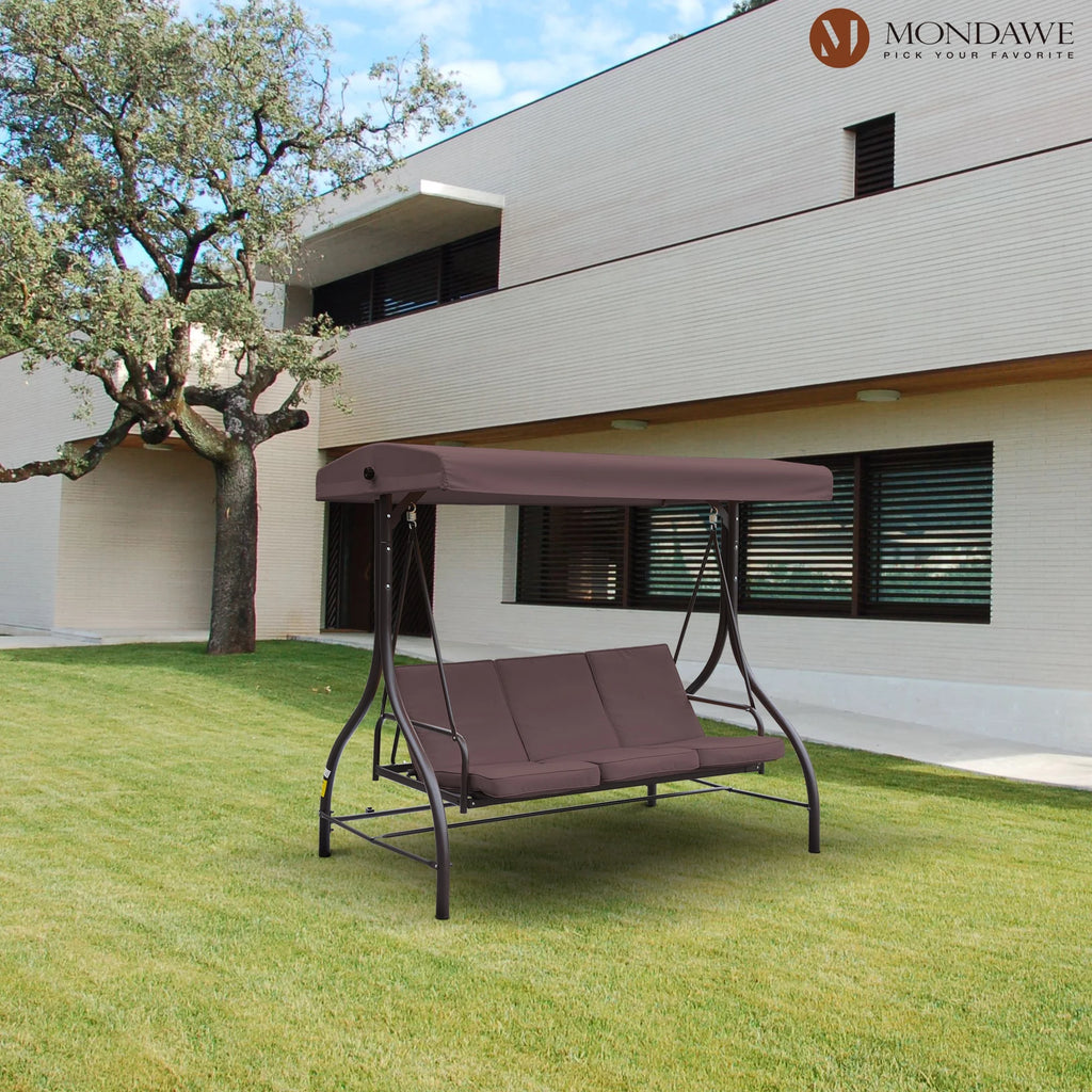 Outdoor Patio Swing Chair with Canopy and Removable Cushion, 3 Seater Q308644
