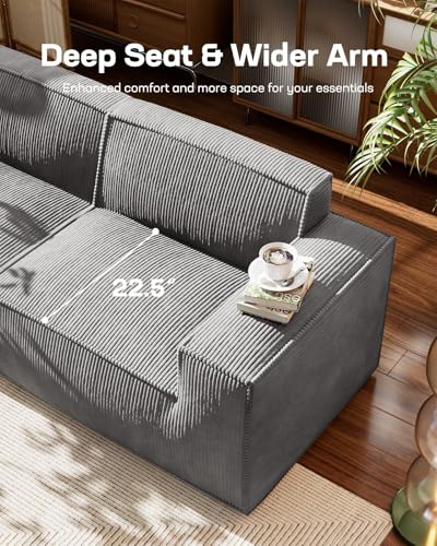 111" L-Shape Corduroy Sectional Sofa with Ottoman J913