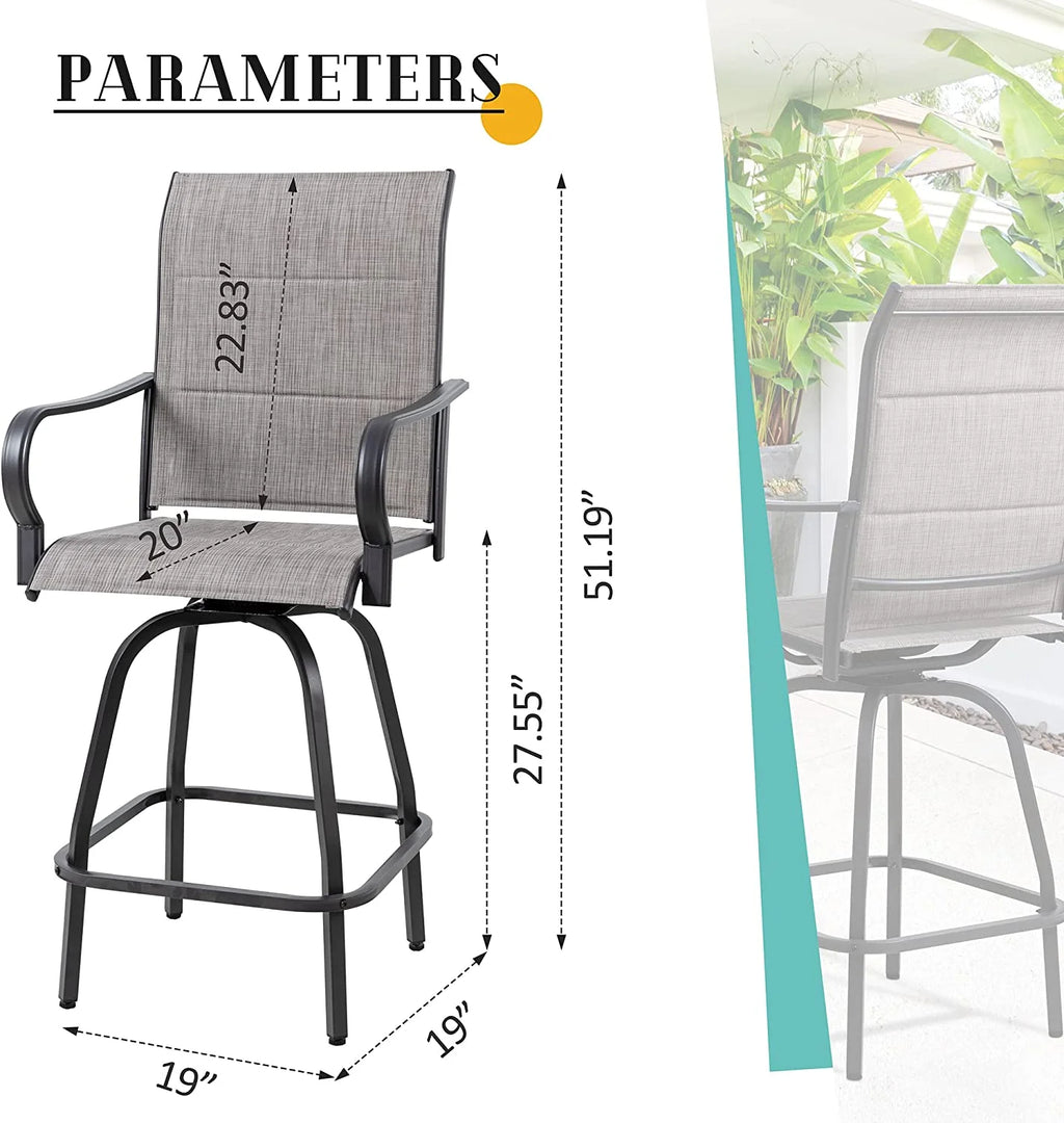 4 Pieces Gray Sling Outdoor Swivel Bar Stools U218284