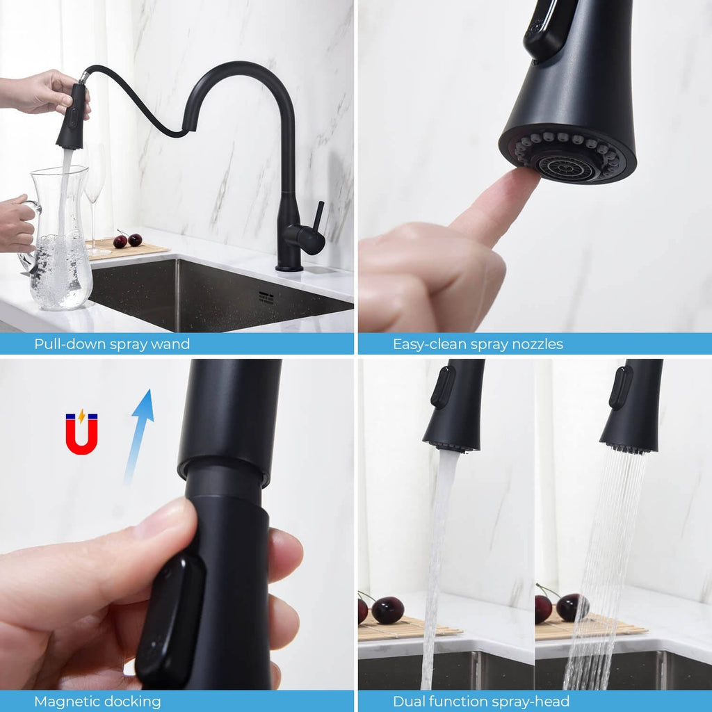 Chrome Pull Out Single Level Kitchen Faucet with Sprayer and Soap Dispenser X481
