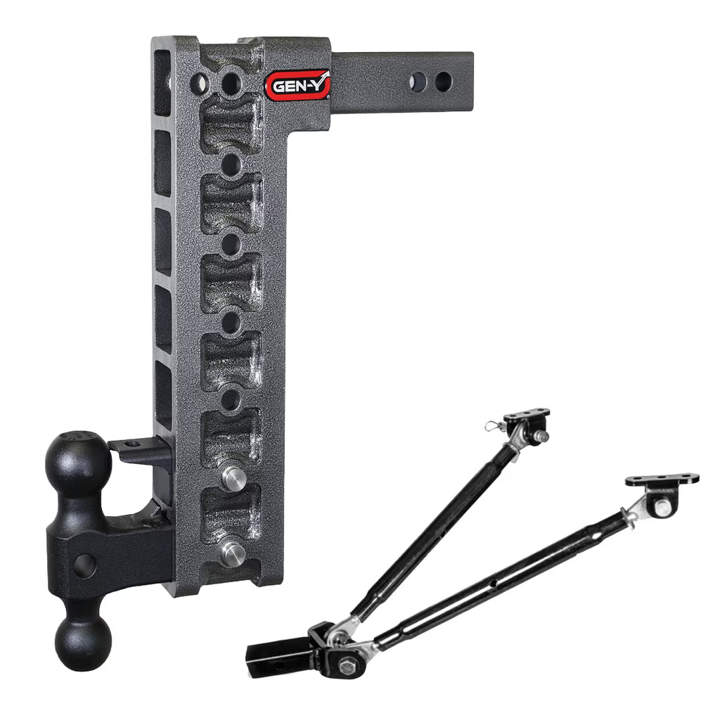 Adjustable 15" Drop Hitch with Dual-Ball, Pintle Lock, Stabilizer Kit for 2" Receiver Q45657