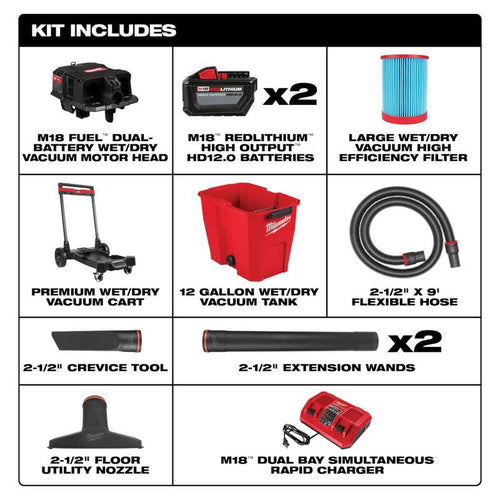 12 Gal. Cordless Wet/Dry Shop Vac Kit with Non-Marring Kit D6694