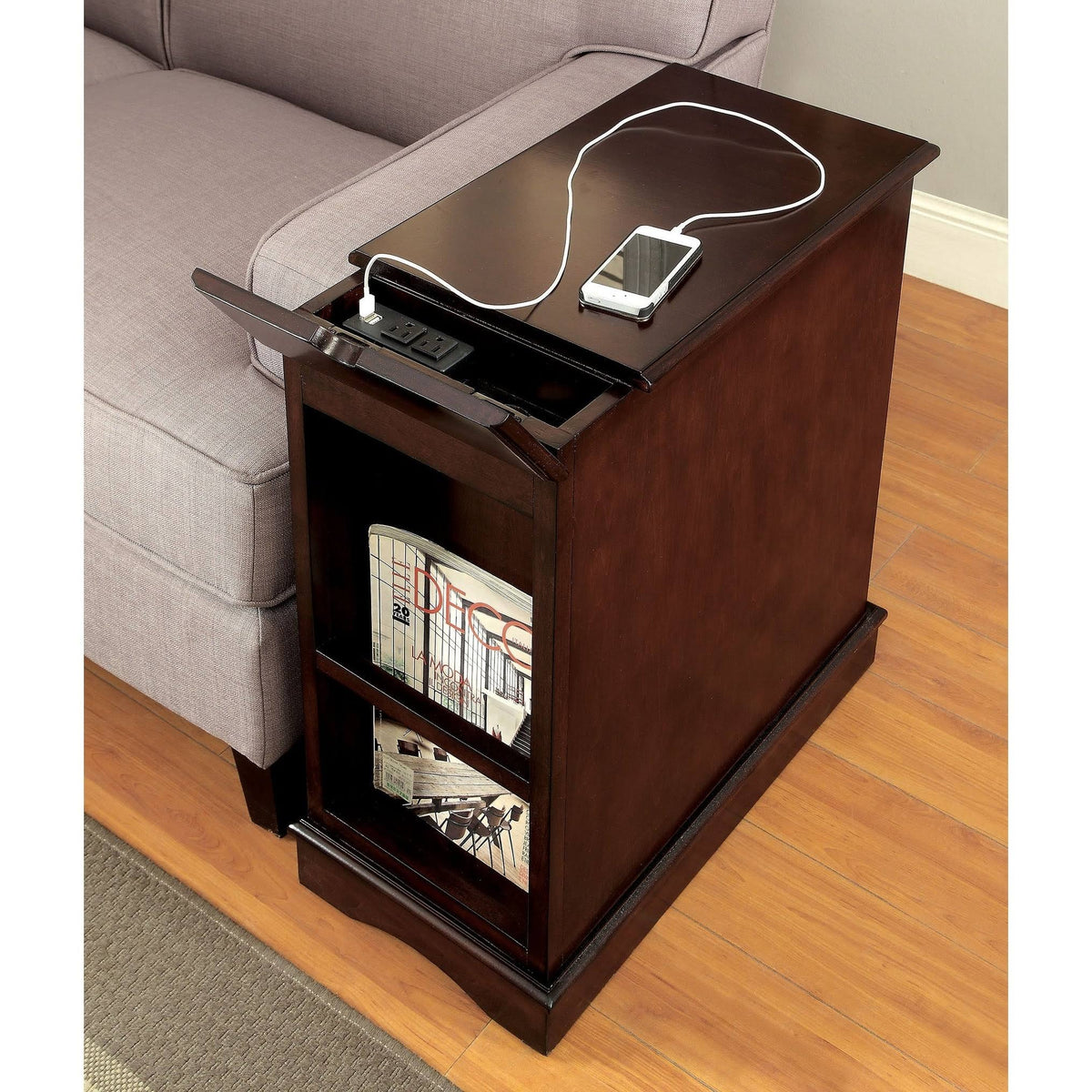 Cherry Side Table with USB J957