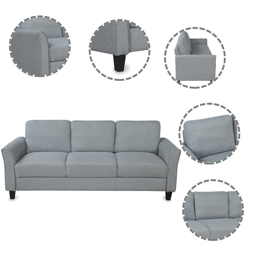 Gray Linen 3-Seat Sofa D420