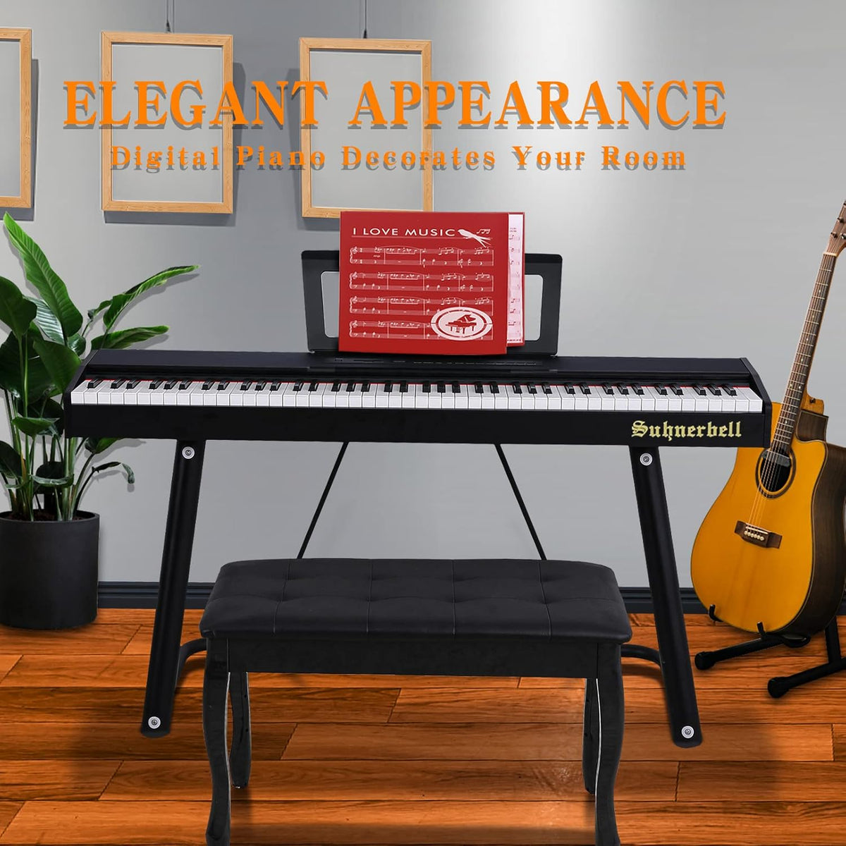 88 Key Semi-Weighted Portable Digital Piano with Sustain Pedal T1514