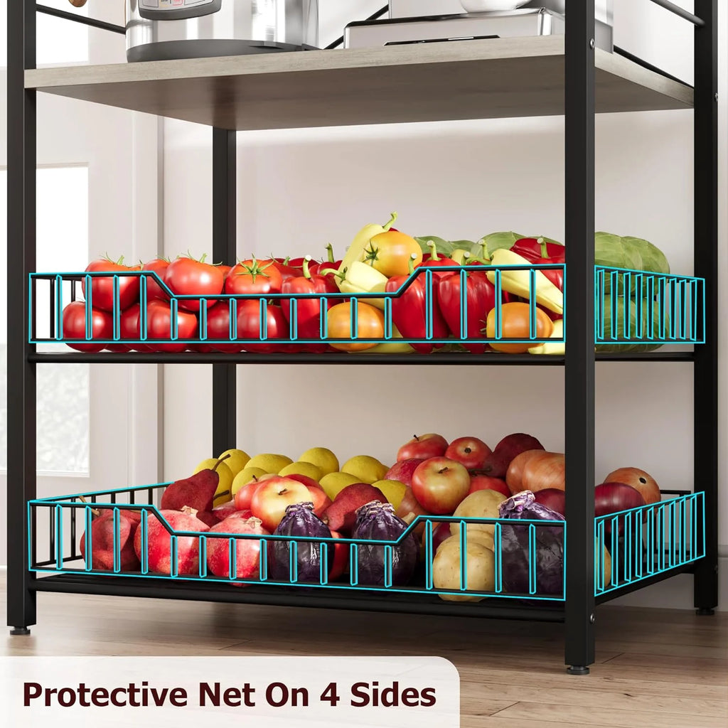 Rustic Gray 5-Tier Microwave Stand with Anti-Tip Kit B750