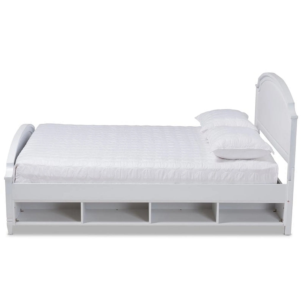 White Finished Wood Full Size Storage Platform Bed C91302