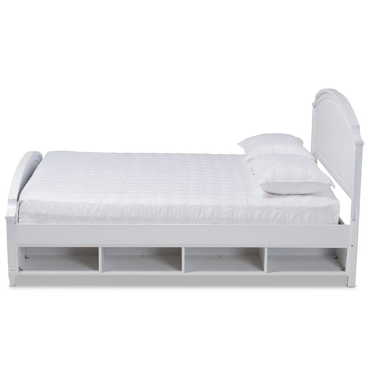 White Finished Wood Full Size Storage Platform Bed C91302