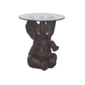 Black Resin and Glass Elephant Accent Table R752