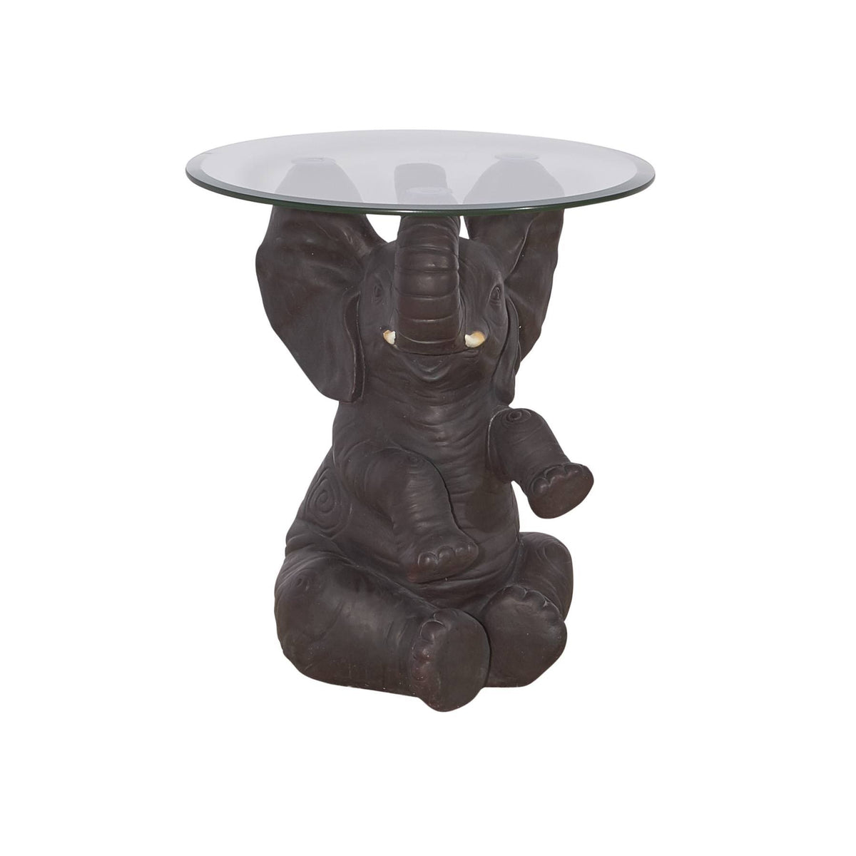 Black Resin and Glass Elephant Accent Table R752