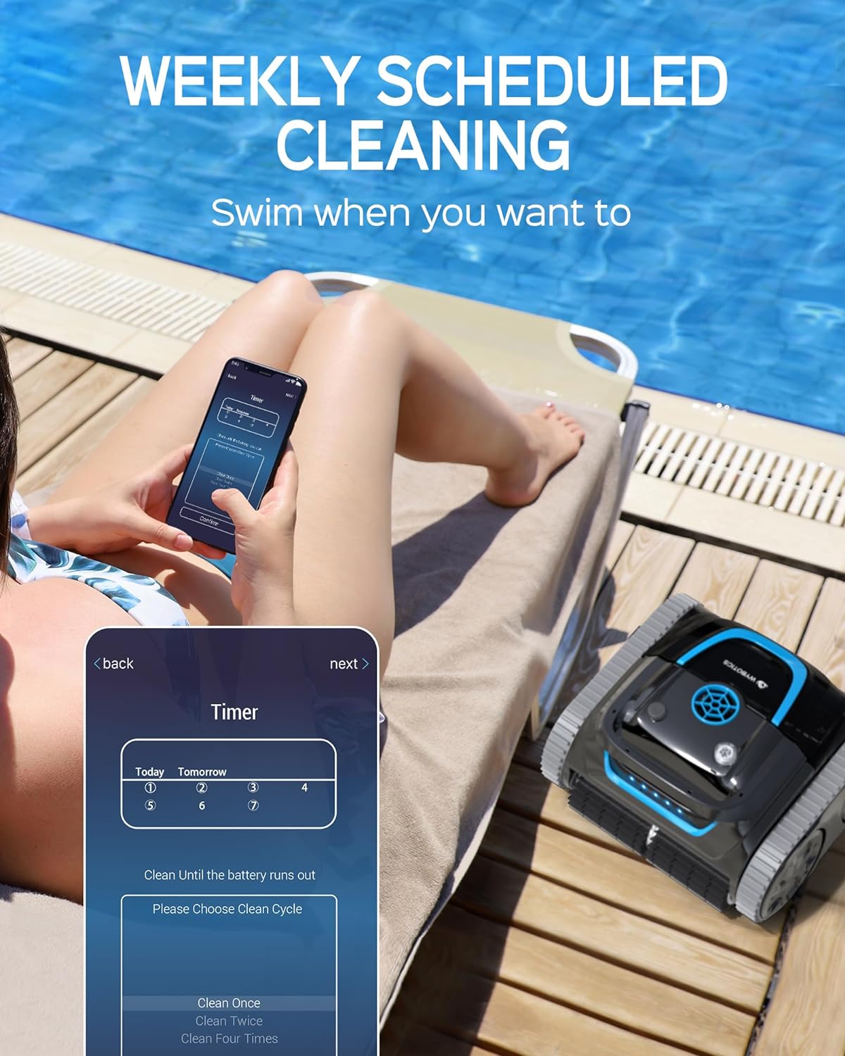 Cordless Robotic Pool Cleaner with Smart Mapping O154003