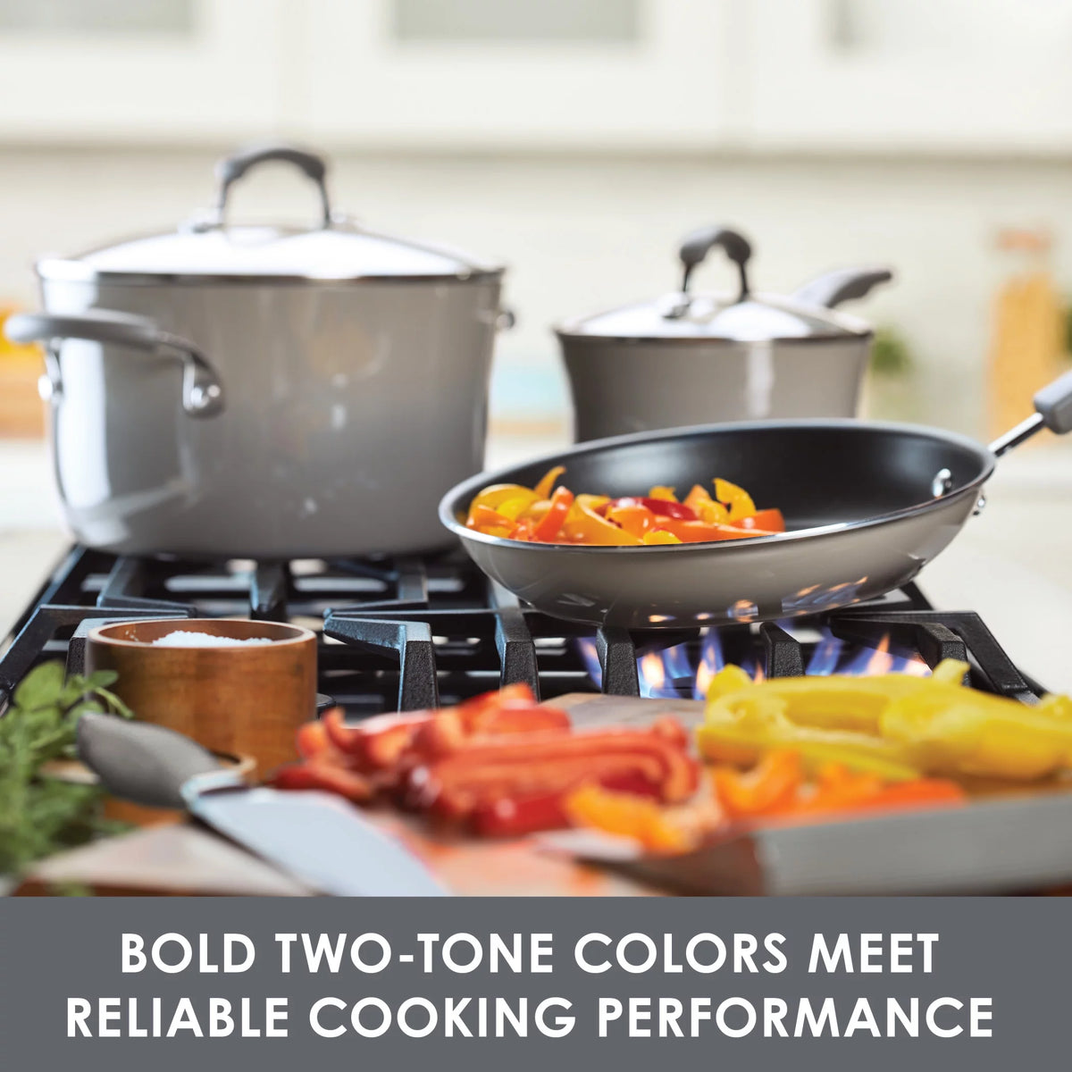 3 Qt Nonstick Porcelain Enamel Covered Multi Pot Set with Steamer I359883