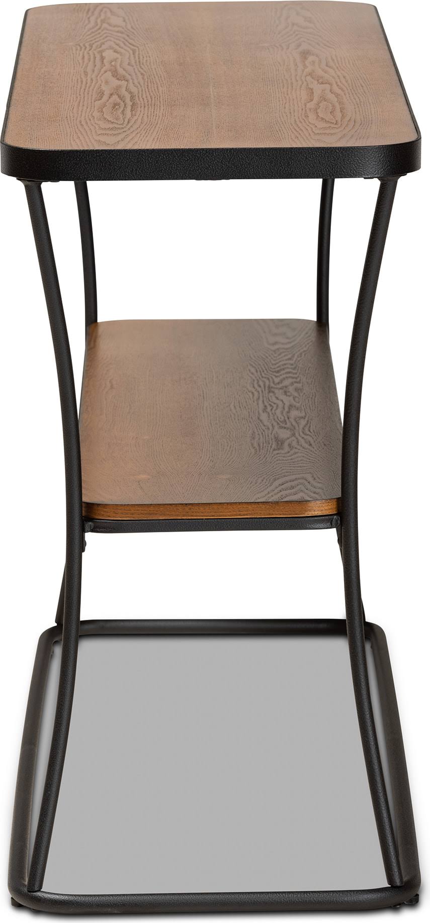 Rustic Industrial Walnut Brown Wood and Black Metal Console Table G9056